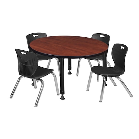 Regency Tables > Height Adjustable > Round Table & Chair Sets, 42 W, 42 L, 23-34 H, Cherry TB42RNDCHAPBK45BK